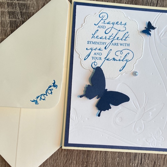 5 pk Hand Crafted Assorted Color Sympathy Cards Blank Inside CoordinatiEnvelopes - Picture 3 of 11